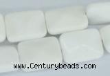 CAA08 15.5 inches 15*20mm faceted rectangle white agate gemstone beads