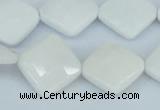 CAA10 15.5 inches 18*18mm faceted diamond white agate gemstone beads