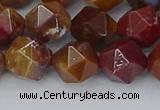 CAA1002 15.5 inches 10mm faceted nuggets red moss agate beads