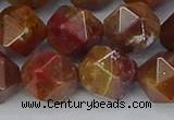 CAA1003 15.5 inches 12mm faceted nuggets red moss agate beads