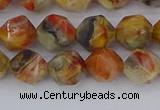 CAA1015 15.5 inches 8mm faceted nuggets red crazy lace agate beads