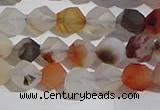 CAA1230 15.5 inches 6mm faceted nuggets matte dendritic agate beads