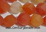 CAA1239 15.5 inches 12mm faceted nuggets matte red agate beads