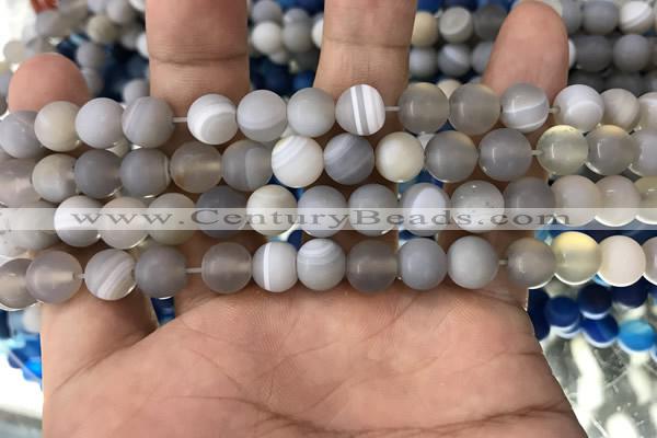 CAA1470 15.5 inches 6mm round matte banded agate beads wholesale