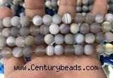 CAA1472 15.5 inches 10mm round matte banded agate beads wholesale