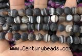 CAA1483 15.5 inches 12mm round matte banded agate beads wholesale