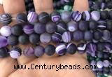 CAA1498 15.5 inches 12mm round matte banded agate beads wholesale