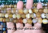 CAA1648 15.5 inches 12mm faceted round banded agate beads