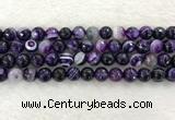 CAA2214 15.5 inches 10mm faceted round banded agate beads