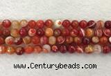 CAA2228 15.5 inches 10mm faceted round banded agate beads