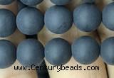 CAA2449 15.5 inches 8mm round matte black agate beads wholesale