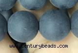 CAA2454 15.5 inches 18mm round matte black agate beads wholesale