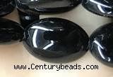 CAA2538 15.5 inches 10*14mm oval black agate beads wholesale