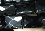 CAA2618 15.5 inches 8*12mm faceted rectangle black agate beads wholesale