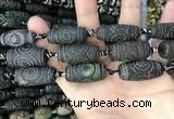 CAA2673 15.5 inches 12*30mm - 14*30mm rice tibetan agate dzi beads