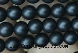 CAA2760 15.5 inches 3mm round matte black agate beads wholesale