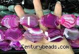 CAA2772 25*32mm - 27*35mm faceted freeform line agate beads