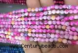 CAA2833 15 inches 4mm faceted round fire crackle agate beads wholesale