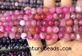 CAA2961 15 inches 8mm faceted round fire crackle agate beads wholesale