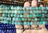 CAA2965 15 inches 8mm faceted round fire crackle agate beads wholesale