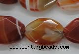 CAA303 15.5 inches 18*25mm faceted oval red line agate beads