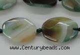 CAA337 15.5 inches 18*25mm faceted oval green line agate beads