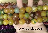 CAA3450 15 inches 16mm faceted round agate beads wholesale