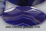 CAA360 15.5 inches 30*40mm faceted oval violet line agate beads