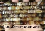 CAA4195 15.5 inches 8*15mm carved drum line agate gemstone beads