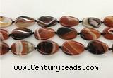 CAA4301 15.5 inches 25*30mm twisted oval line agate beads