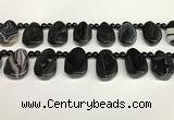 CAA4369 Top drilled 20*30mm freeform black banded agate beads