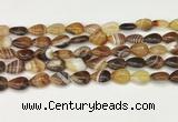 CAA4686 15.5 inches 10*14mm flat teardrop banded agate beads wholesale