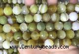 CAA5161 15.5 inches 14mm faceted round banded agate beads