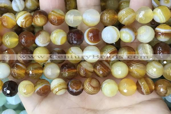 CAA5172 15.5 inches 8mm faceted round banded agate beads