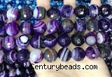 CAA5183 15.5 inches 16mm faceted round banded agate beads