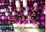 CAA5187 15.5 inches 10mm faceted round banded agate beads