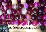 CAA5189 15.5 inches 14mm faceted round banded agate beads