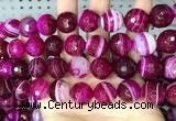 CAA5190 15.5 inches 16mm faceted round banded agate beads