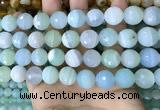 CAA5224 15.5 inches 14mm faceted round banded agate beads