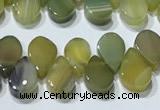 CAA5311 Top drilled 6*8mm flat teardrop line agate beads