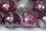 CAA5603 15 inches 12mm faceted round AB-color banded agate beads