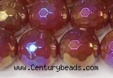 CAA5667 15 inches 10mm faceted round AB-color red agate beads