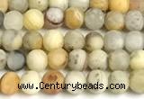 CAA6085 15 inches 4mm round matte yellow crazy lace agate beads