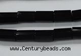 CAB333 15.5 inches 8*12mm faceted column black agate gemstone beads