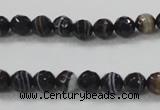 CAB347 15.5 inches 8mm faceted round black agate gemstone beads