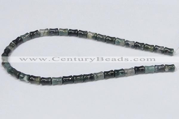 CAB394 15.5 inches 8*10mm bamboo shape moss agate gemstone beads