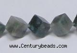 CAB401 15.5 inches 10*10mm inclined cube moss agate gemstone beads