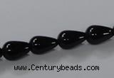 CAB735 15.5 inches 8*12mm teardrop black agate gemstone beads