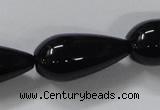 CAB741 15.5 inches 12*30mm teardrop black agate gemstone beads