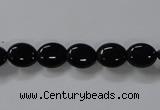 CAB756 15.5 inches 8*10mm oval black agate gemstone beads wholesale